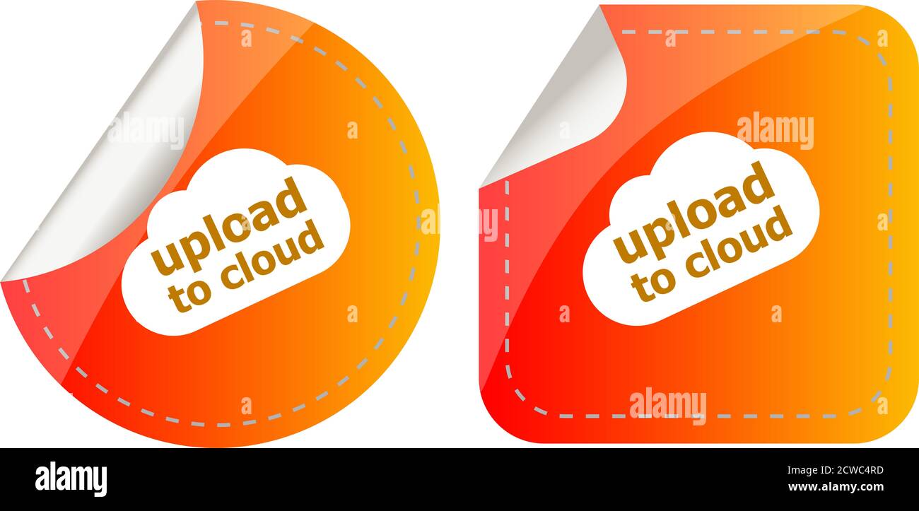 Aufkleber Label set Business Tag mit auf Word cloud hochladen Stockfoto