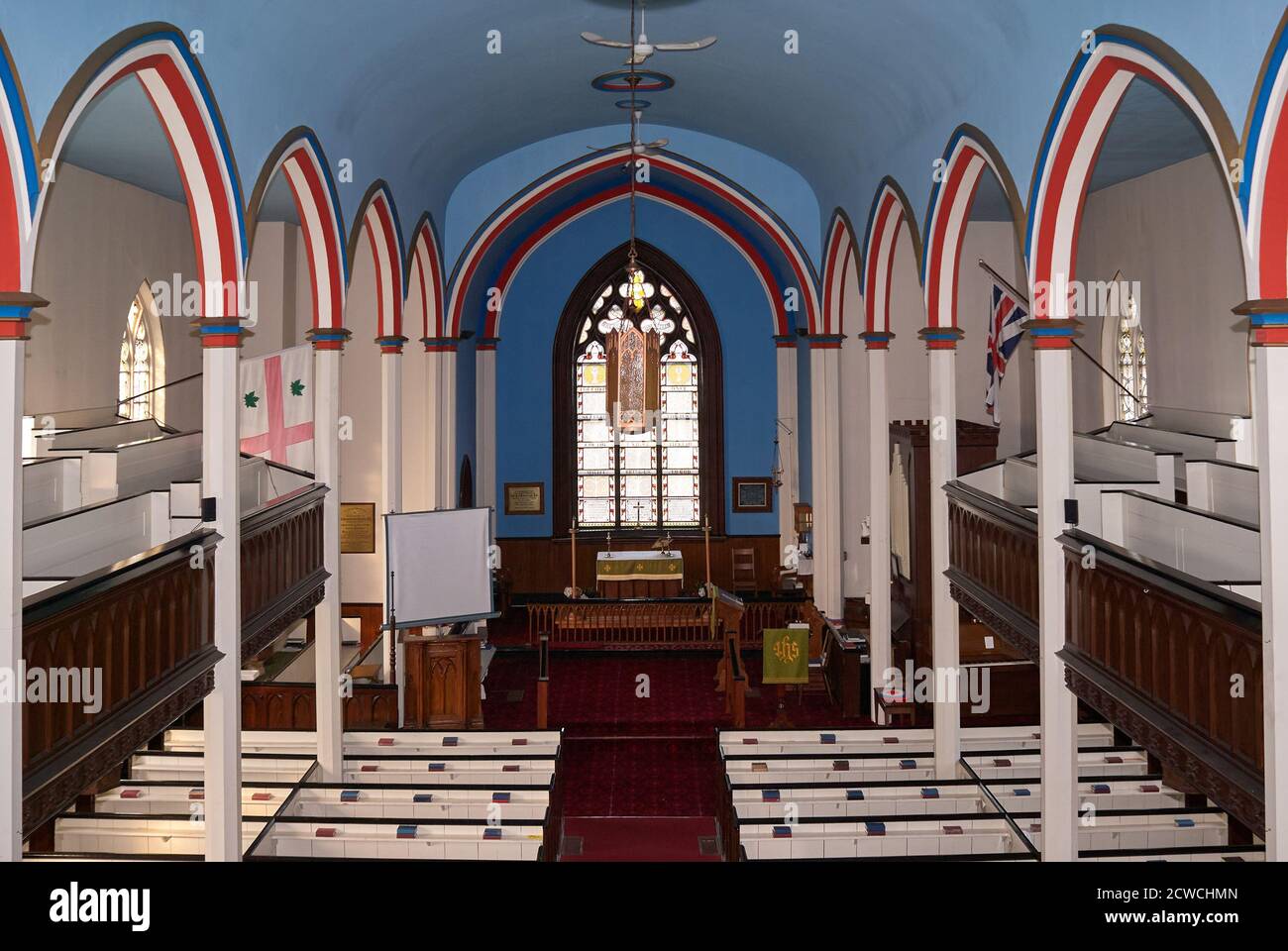 Innenansicht der Trinity Church in Kingston, New Brunswick, Kanada Stockfoto