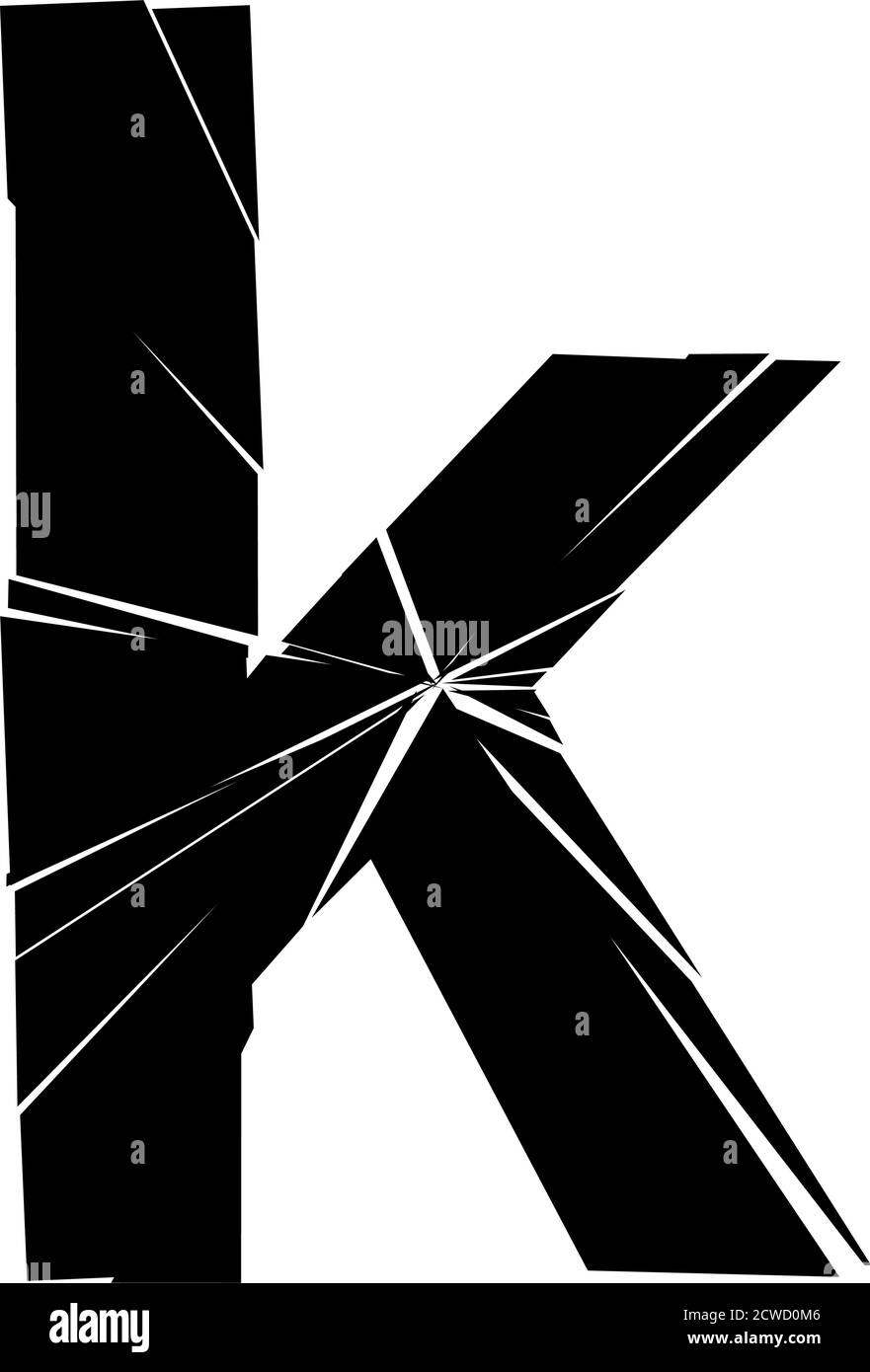 Full English lalphabet - ABC in Groß- und Kleinschreibung mit rissiger, Bruch-, zersplitterender Wirkung Stock Vektor