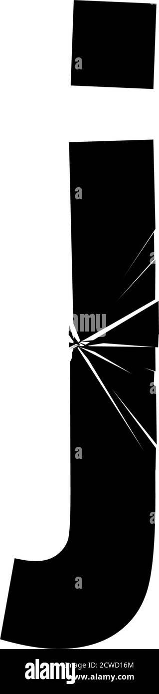 Full English lalphabet - ABC in Groß- und Kleinschreibung mit rissiger, Bruch-, zersplitterender Wirkung Stock Vektor