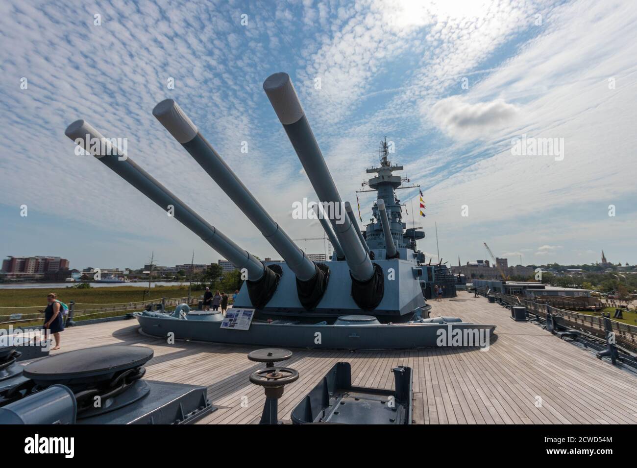 Wilmington, NC USA - Februar 11 2020 Schlachtschiff USS North Carolina, derzeit am Cape Fear River in Wilmington, NC. Stockfoto