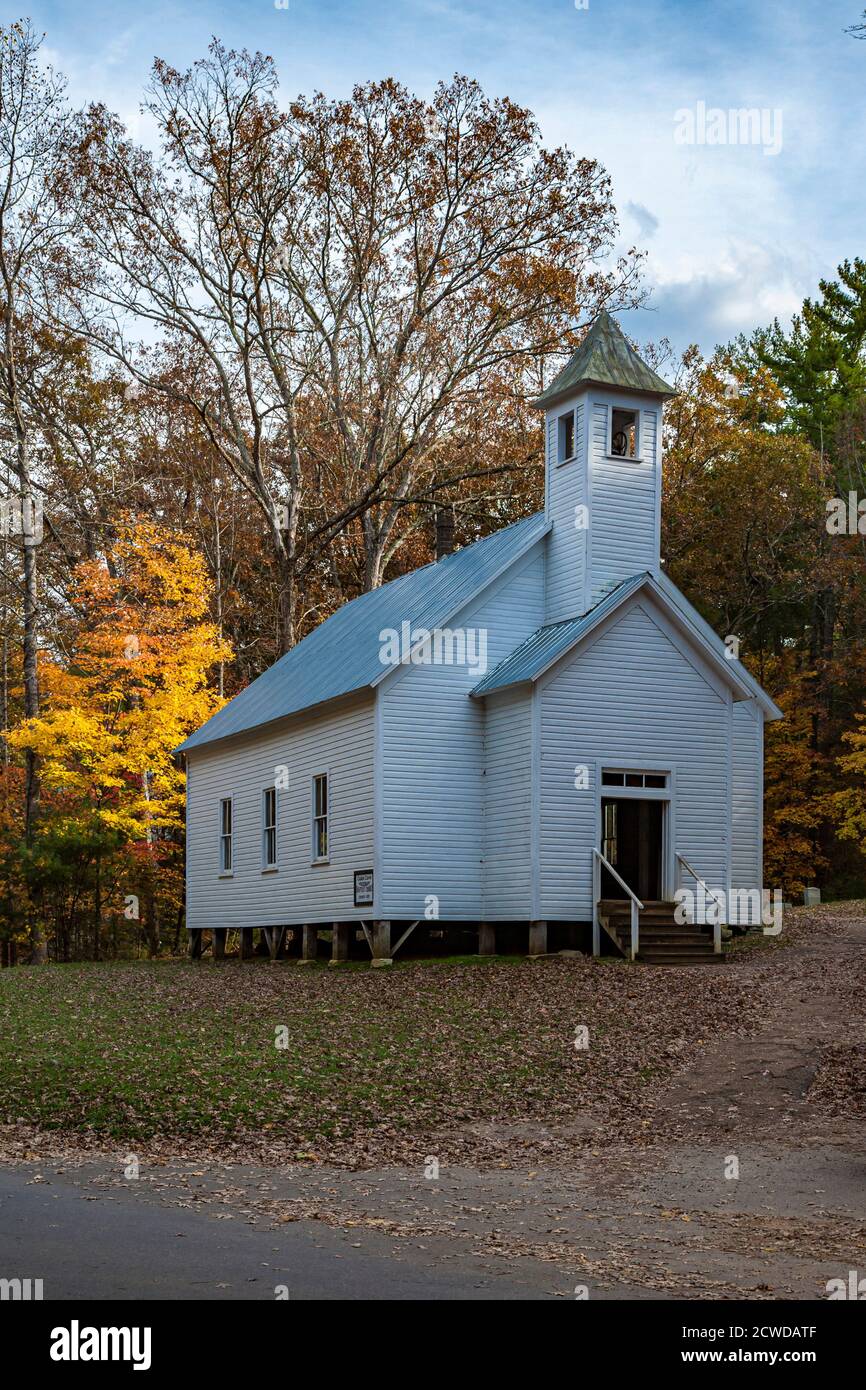 Missionary Baptist Church in Cades Cove im Great Smoky Mountains National Park, Tennessee Stockfoto
