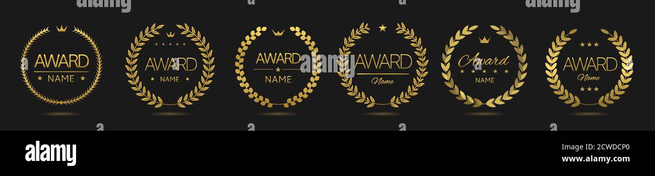 Golden Award Icon Set Stock Vektor
