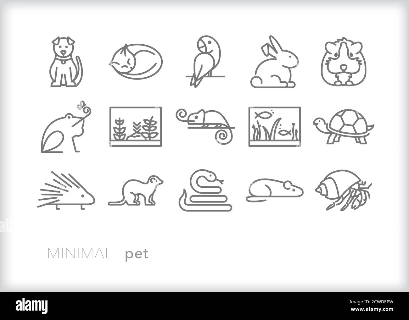 Satz von PET-Linie Symbole von verschiedenen Tieren, die ein Familie oder Person kann als Haustier aufziehen Stock Vektor