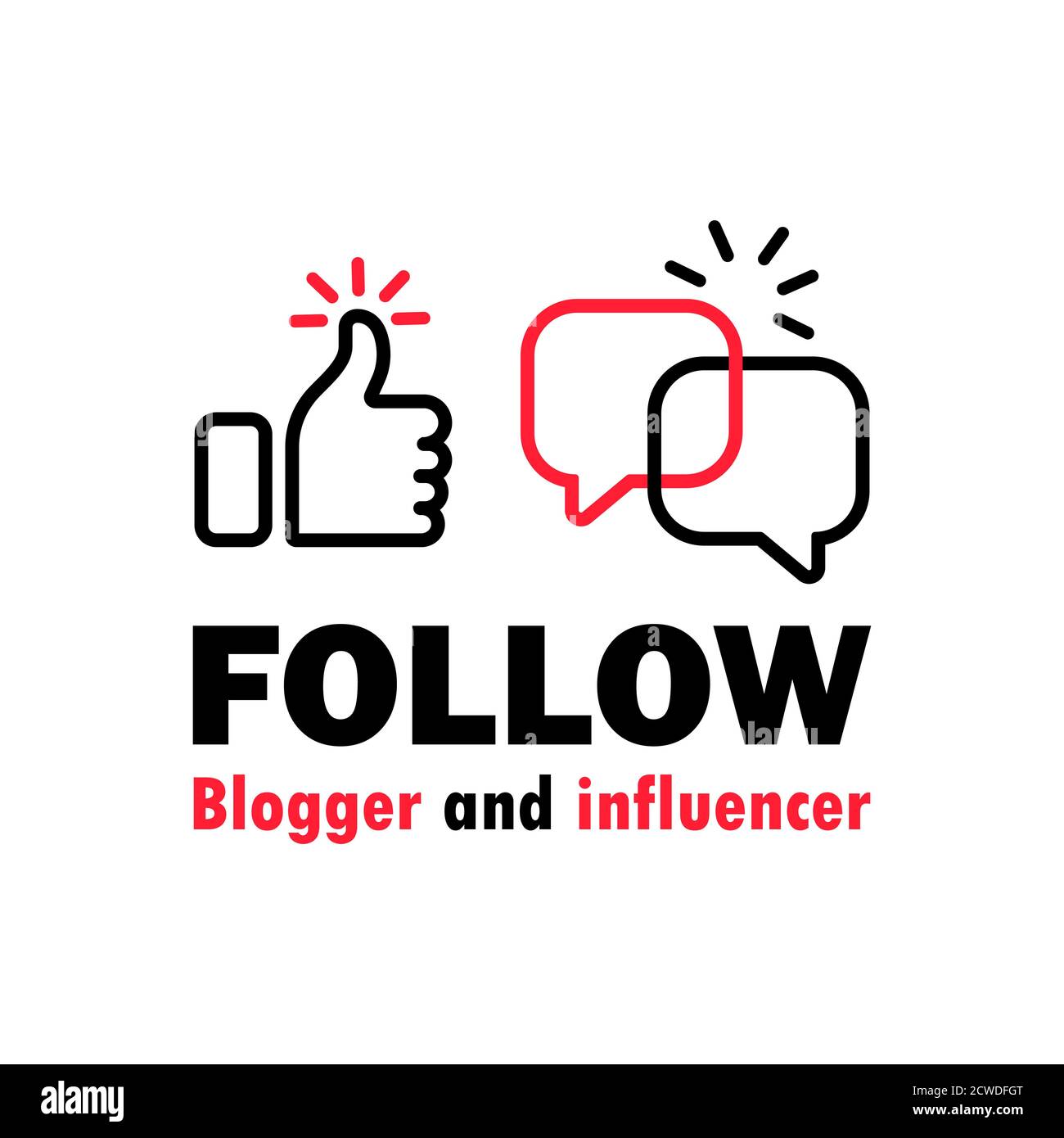 Folgen Blogger und Influencer-Symbol. Soziale Netzwerke. Vektor auf isoliertem weißem Hintergrund. EPS 10 Stock Vektor