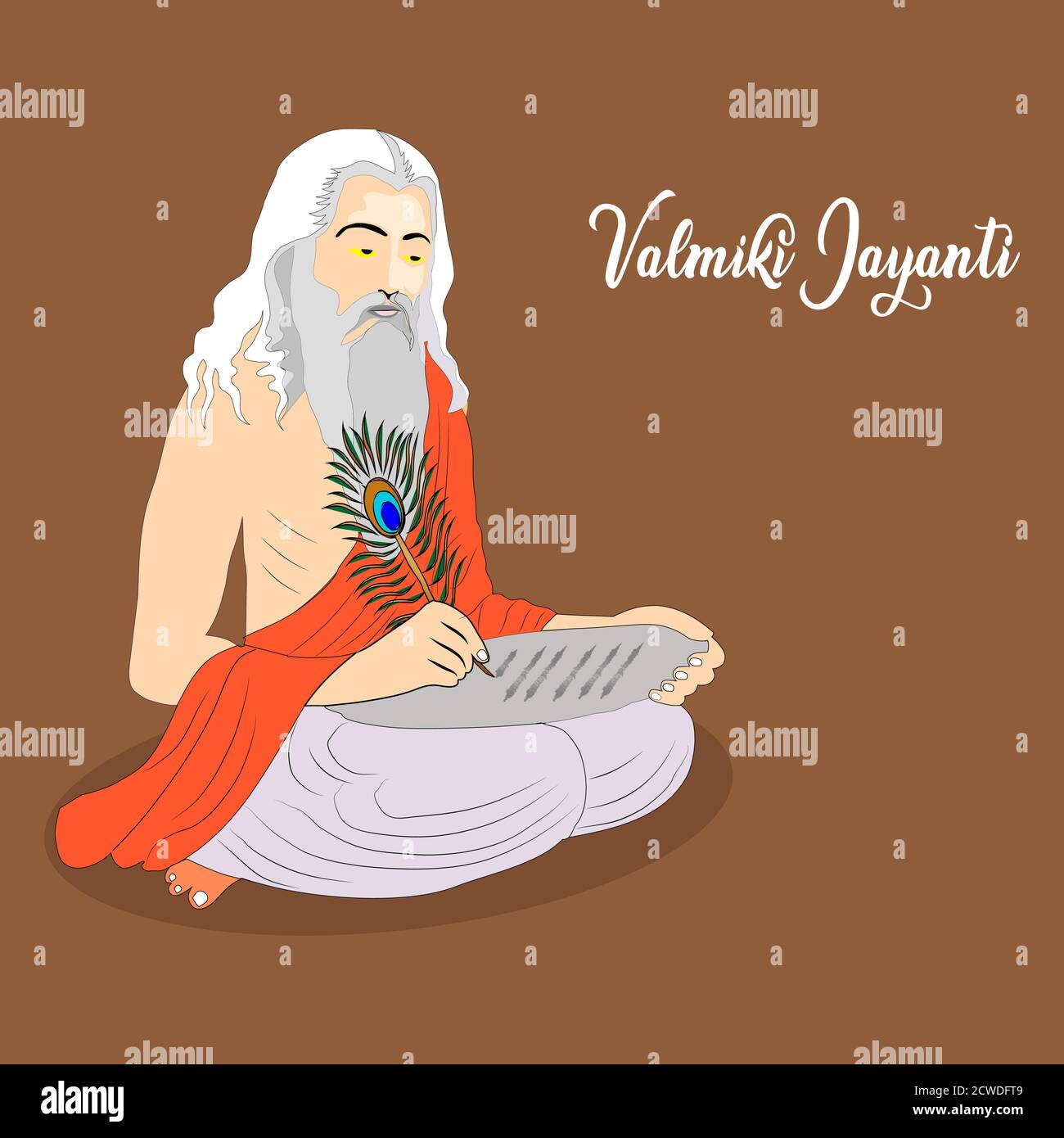 Ramanya Text in hindi geschrieben, was Episches Buch von ramayana bedeutet. Vektor-Illustration von Valmiki Jayanti, EINEM mythologischen Volk von Ramayana. Banner oder Po Stock Vektor