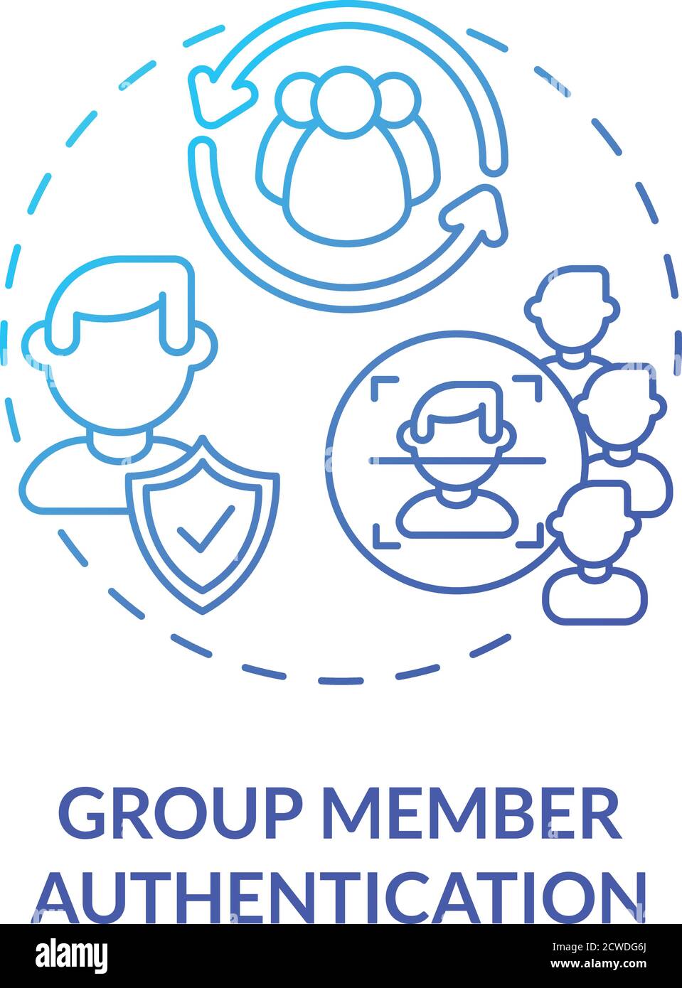 Symbol für das Authentifizierungskonzept für Gruppenmitglieder Stock Vektor