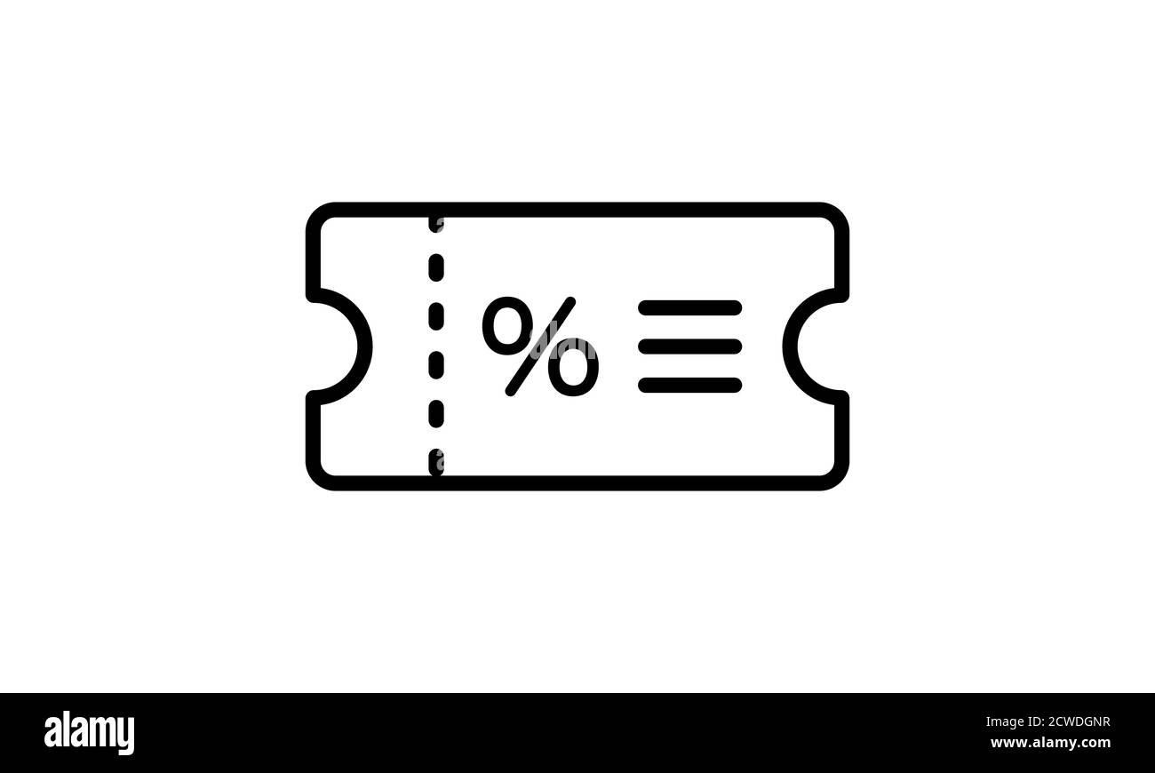 Symbol für Rabattcoupon-Linie in Schwarz. Einkaufsgutschein. Vektor auf isoliertem weißem Hintergrund. EPS 10 Stock Vektor