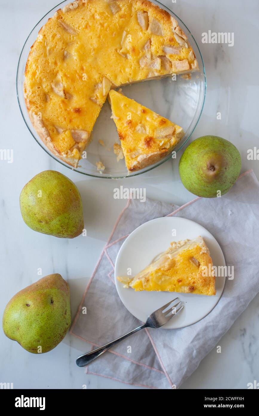 Süße hausgemachte Vanillebirne Pie Stockfoto