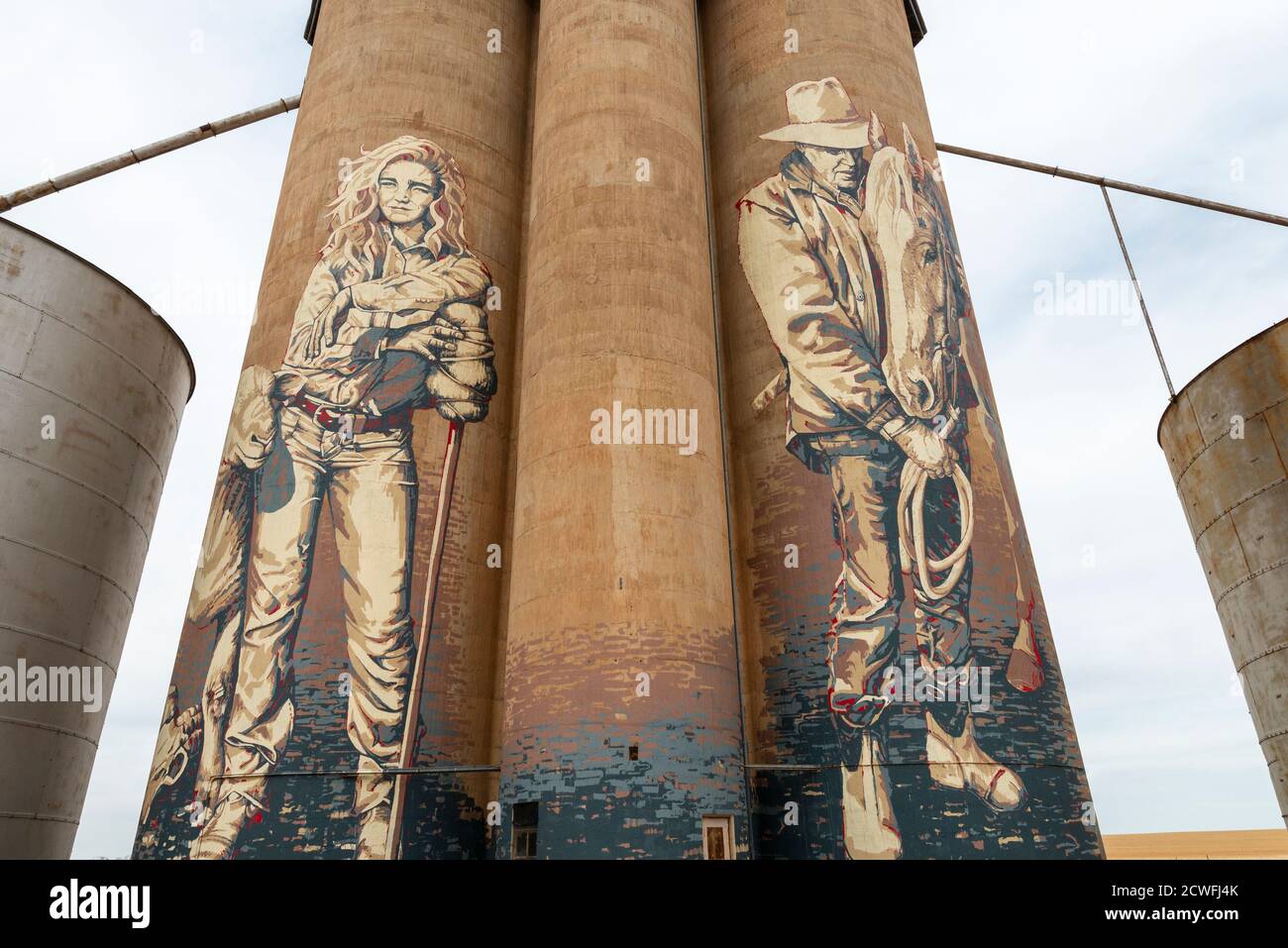 Silo Art Trail bei Roseberry im Land Victoria, Australien Stockfoto