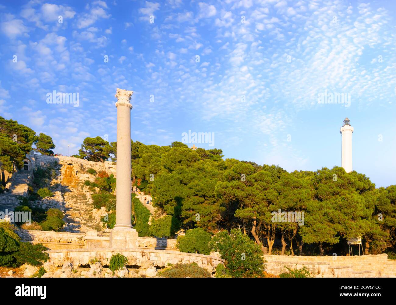 Monumentaler Wasserfall von Santa Maria di Leuca in Italien (Apulien). Stockfoto