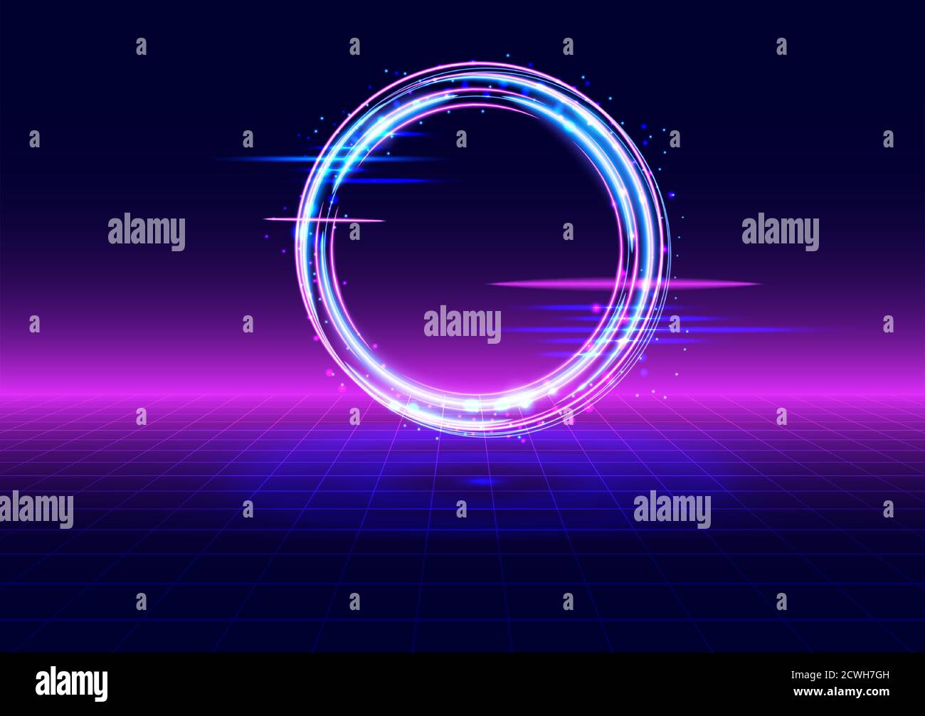 Vaporwave Stil Retrofuturistische Landschaft Mit Perspektivischem Raster Und Leuchtendem Kreis Hintergrund Synth Und Vaporwave Stil Fur Elektronische Musik Poster Und Tapeten Stock Vektorgrafik Alamy