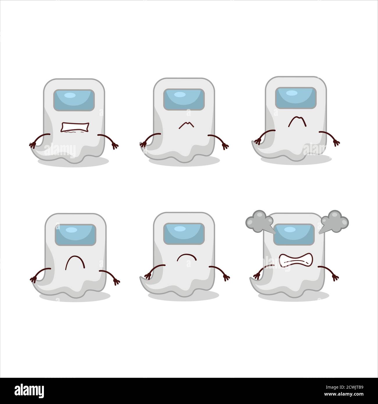 Ghost Among US weißen Zeichentrickfigur mit verschiedenen wütend Ausdrücke Stock Vektor