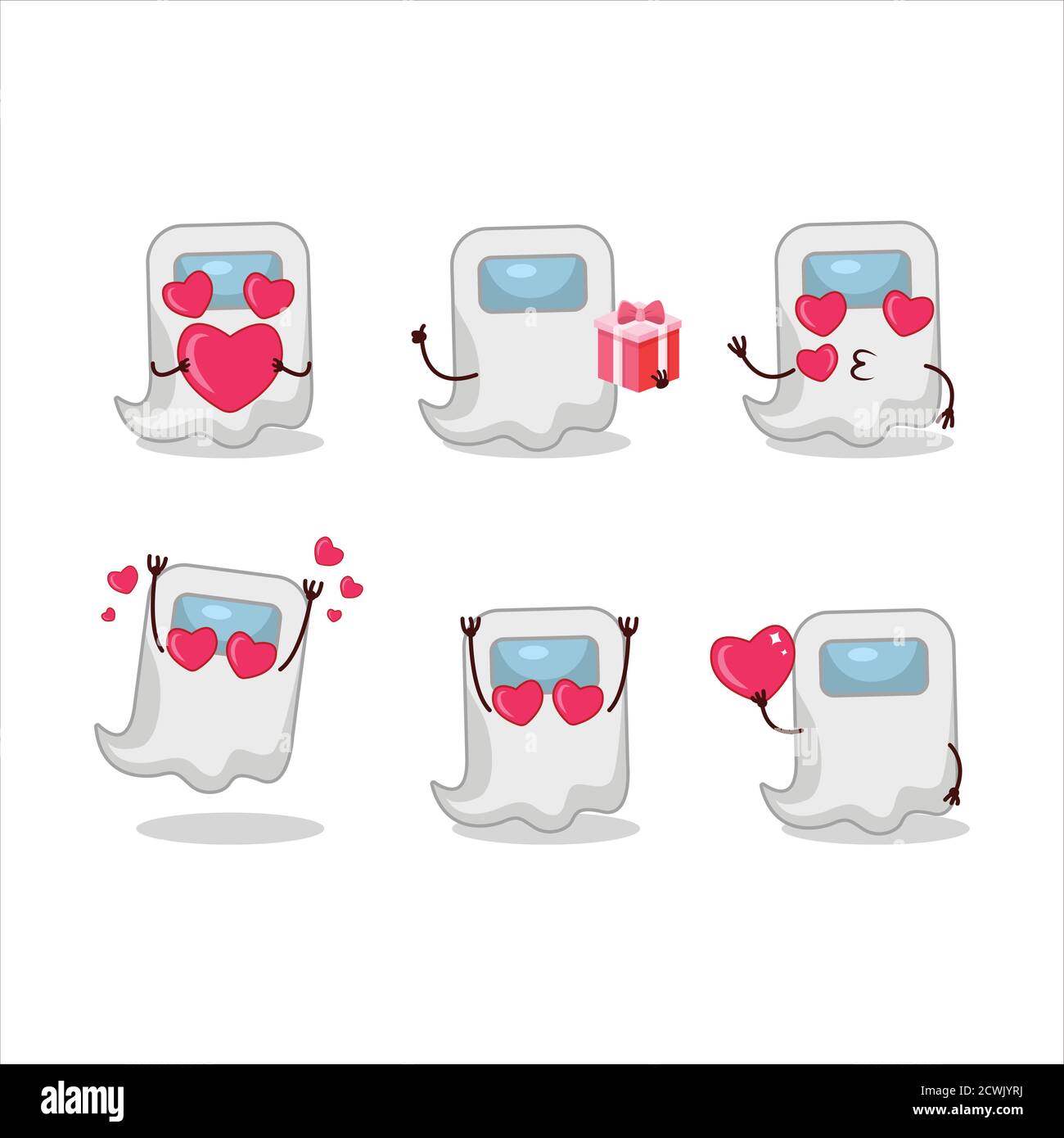 Geist unter uns weißen Cartoon-Charakter mit Liebe niedlichen Emoticon Stock Vektor