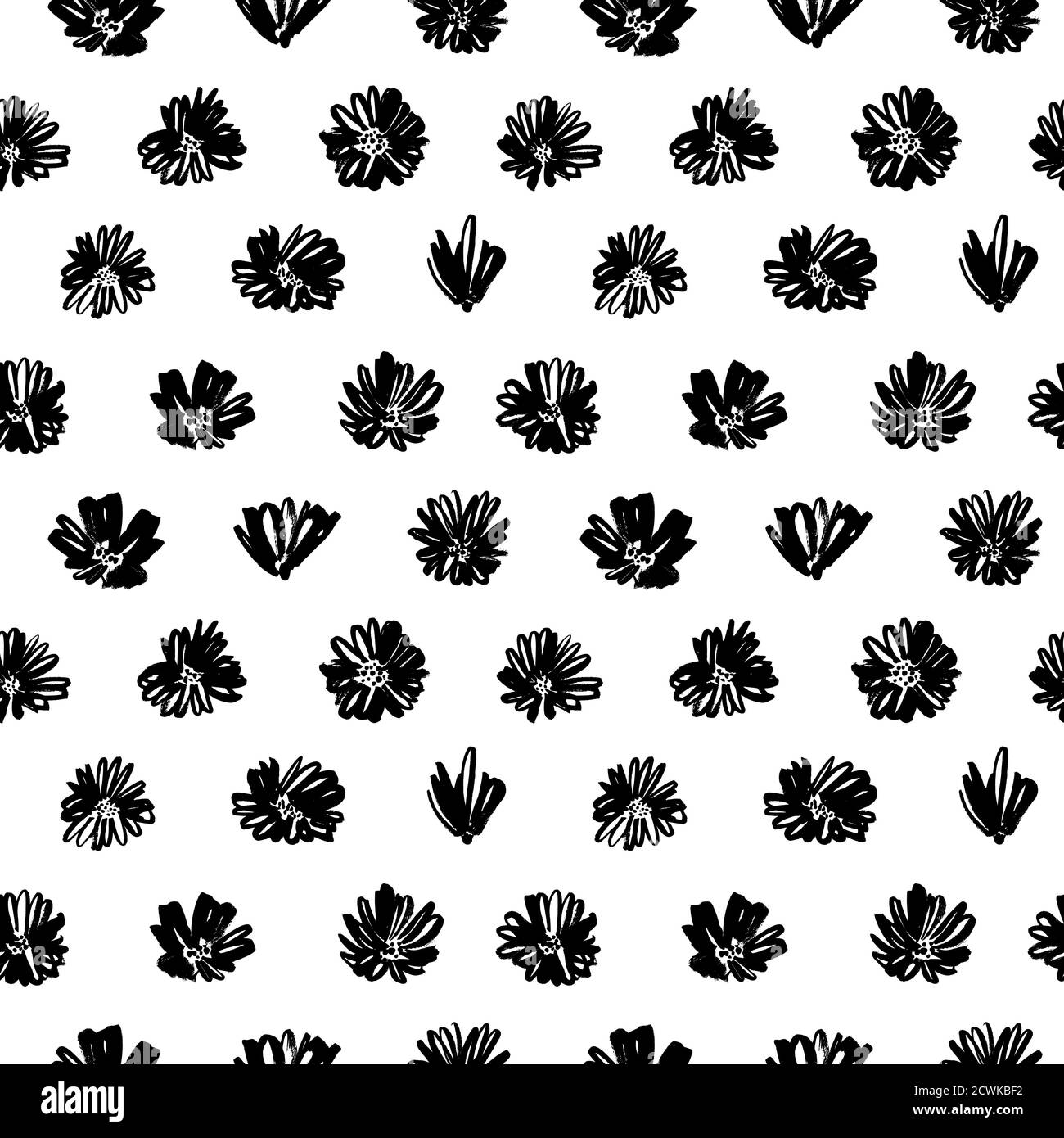 Pinsel Blume Vektor nahtlose Muster. Stock Vektor