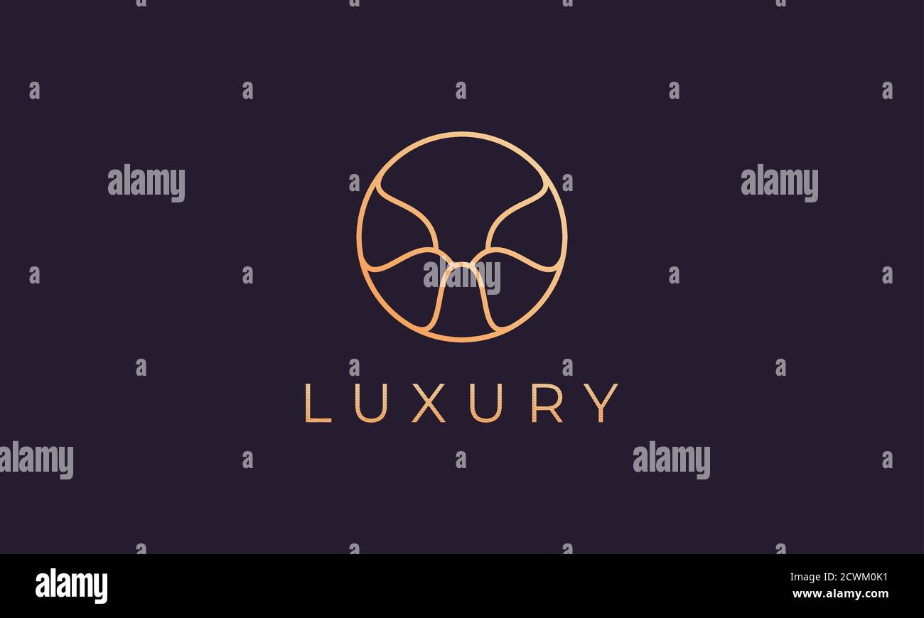 Luxuriöse Kreis-Logo-Vorlage mit eleganten goldenen Formen Stock Vektor