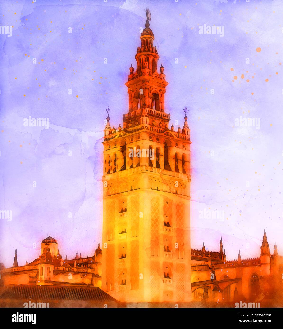 La Giralda ist der Glockenturm der Kathedrale von Sevilla in Spanien Stockfoto