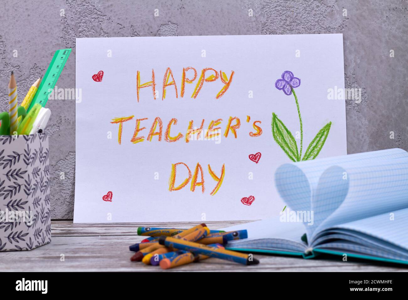 Happy Teacher's Day Konzept. Stockfoto