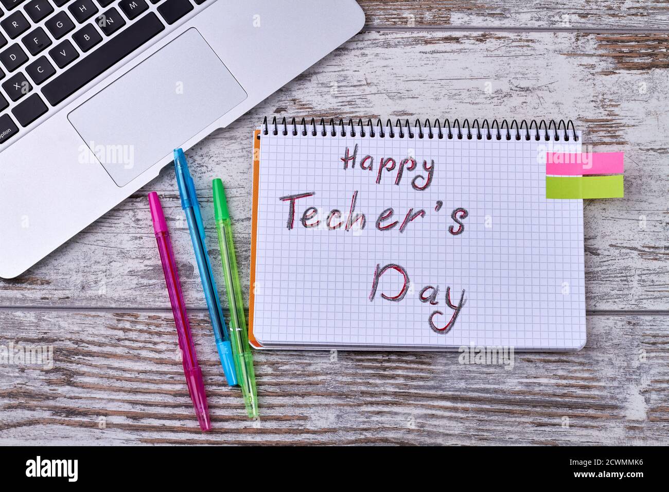 Happy Teacher's Day Konzept. Stockfoto