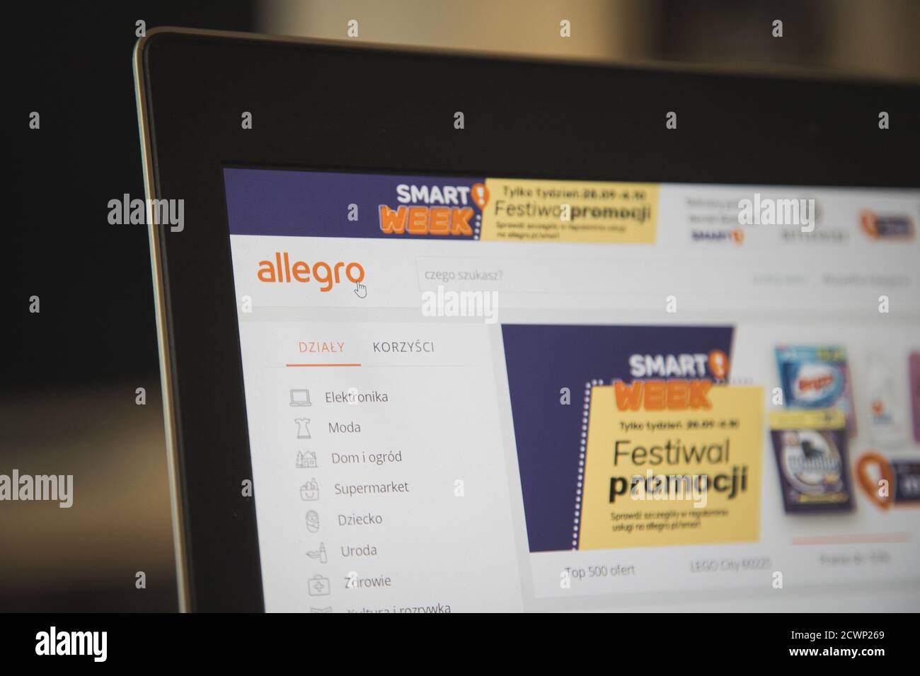 Allegro Logo - das größte E-Commerce-Unternehmen in Polen Wenige Tage vor dem Börsengang an der Warschauer Börse Stockfoto
