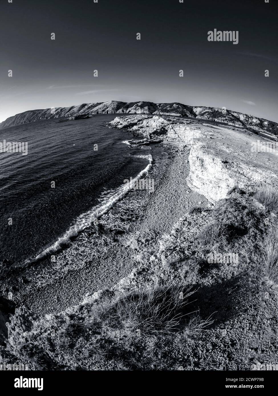 Tertiärmergel und Sandsteine des Strandes von Lopar auf Rab Insel Kroatien Europa Stockfoto
