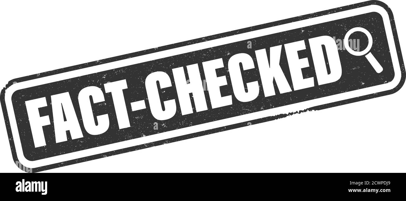 Grungy FACT-CHECKED Etikett oder Stempel mit Lupe Symbol vektorgrafik Stock Vektor