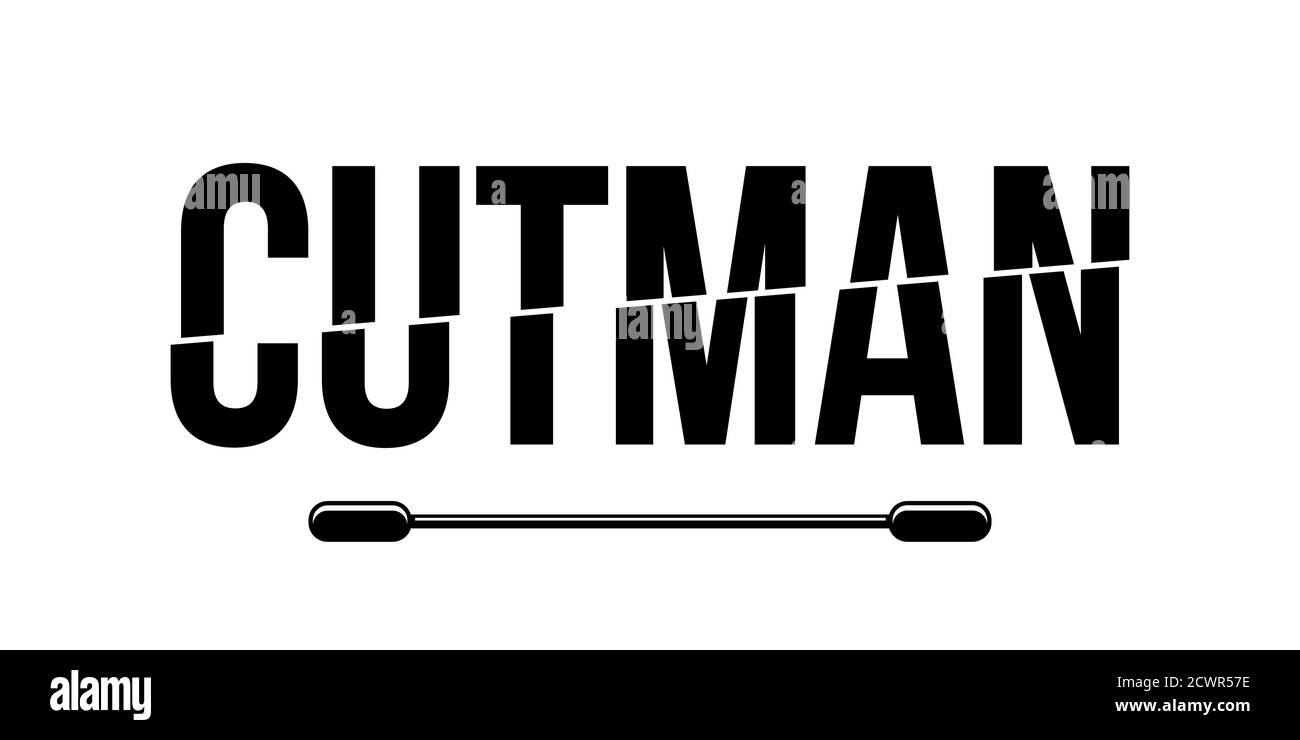 Cutman Wattestäbchen im Boxen abstrakte Illustration. Ein medizinischer schwarzer sauberer Wollstab, der bei Kämpfen für Wunden, Schnitte und Narben in Boxerringen verwendet wird Stock Vektor