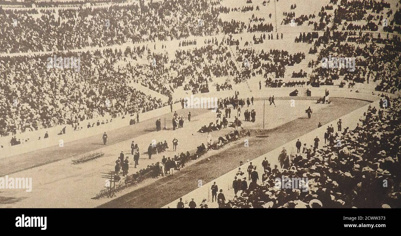 Ein altes historisches Foto, aufgenommen im Panathenaic Stadion bei den