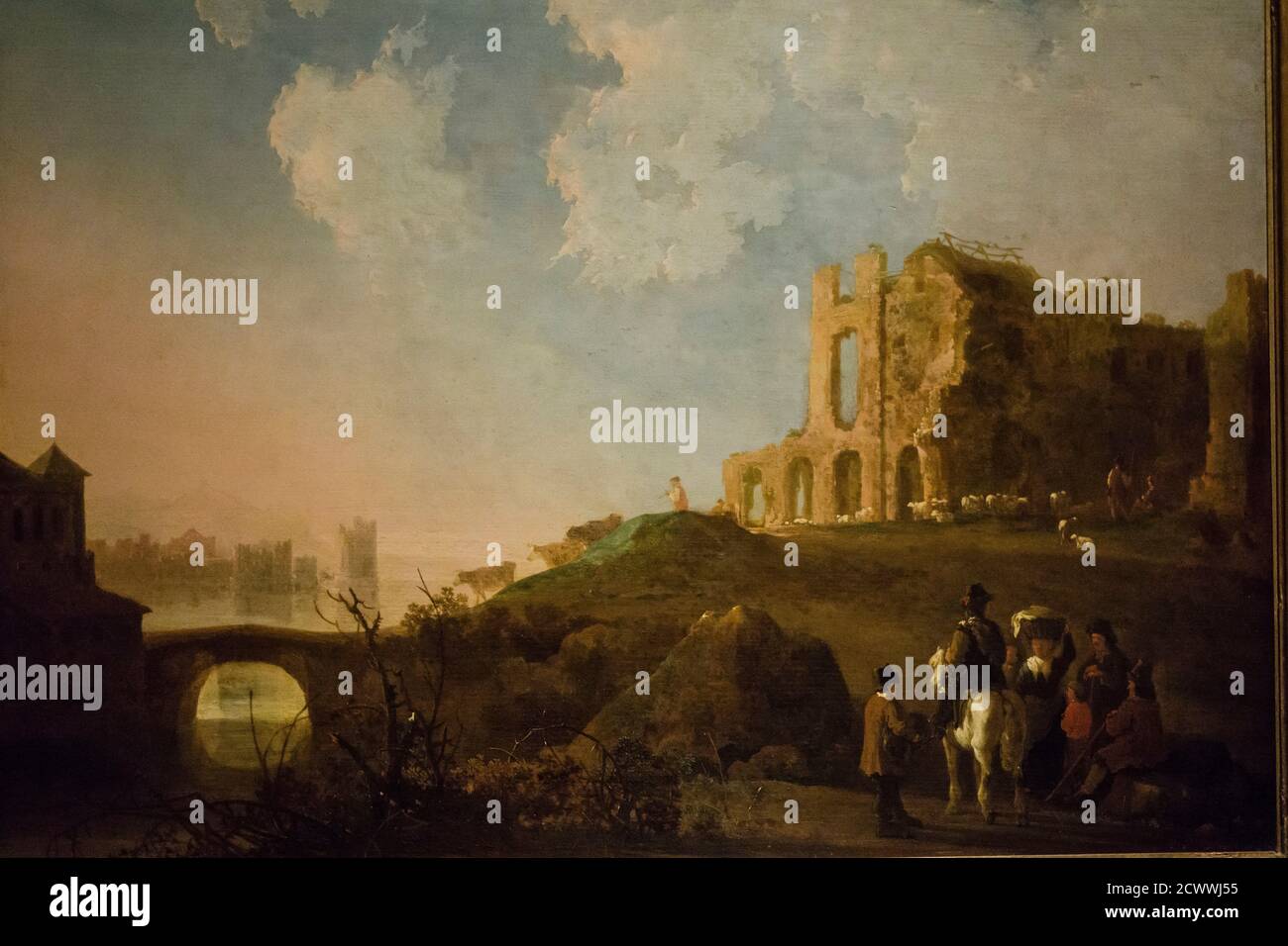 Aelbert Cuyp, paisaje con las ruinas de la abadia de Rijnsburg, 1645, óleo sobre tabla, Museo Nacional de Bellas Artes (MNBA), Buenos Aires, republica Stockfoto