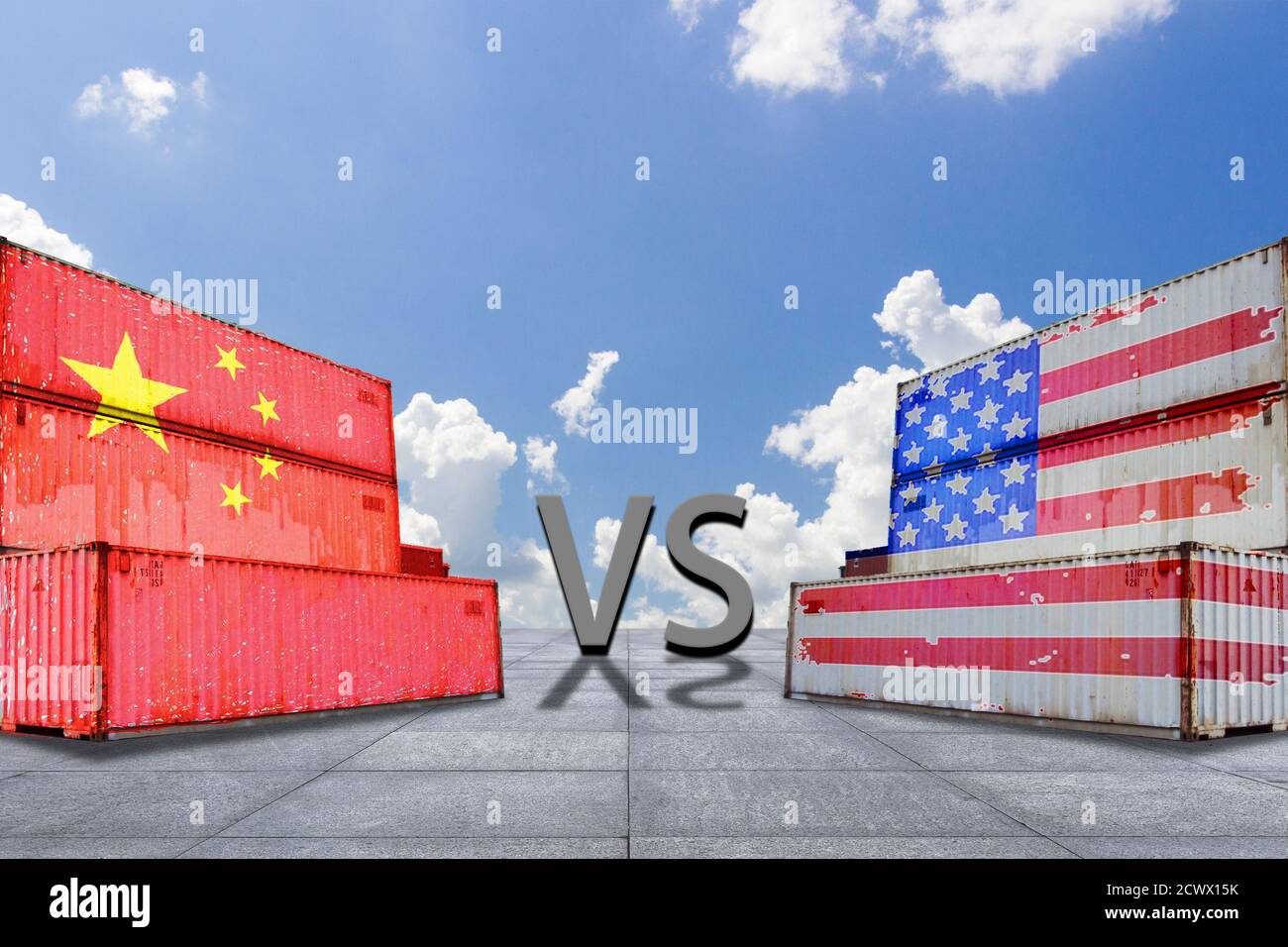 Der Handelskrieg zwischen China und den Vereinigten Staaten hat Hat die internationale Wirtschaftslage und die Sino USA düster gemacht Beziehungen düster Stockfoto