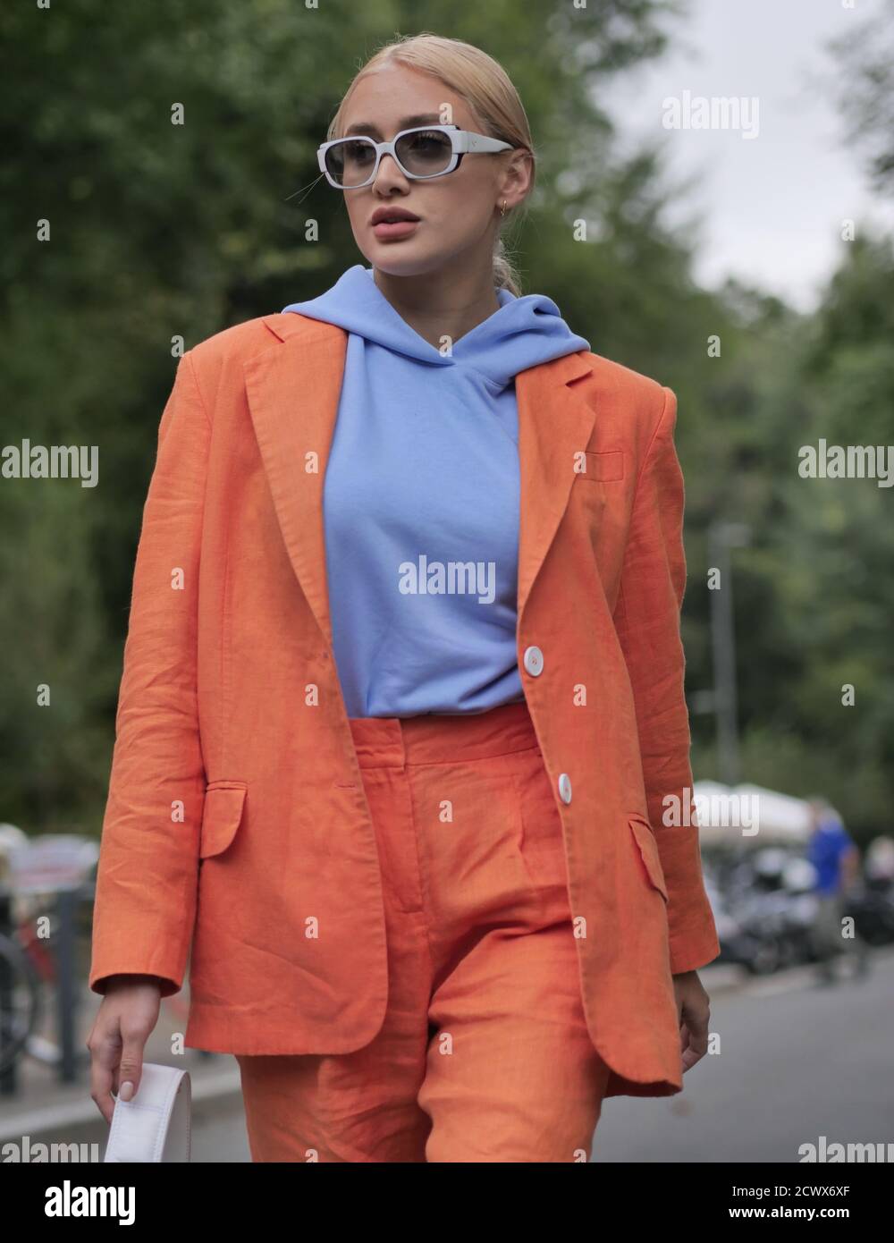 Tatyana Kodzayeva Street-Stil Outfit vor SPORTMAX Modenschau während Milano Fashion Week Herbst/Winter 2020 (Foto von Luca Ponti/Pacific Press/Sipa USA) Stockfoto