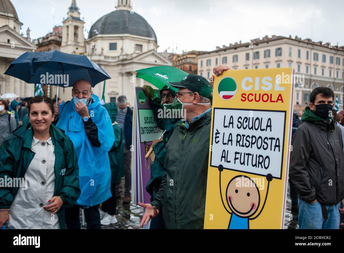 Rom, Italien, 26/09/2020: Schüler und Lehrer bei Kundgebung gegen die italienische Bildungspolitik. © Andrea Sabbadini Stockfoto