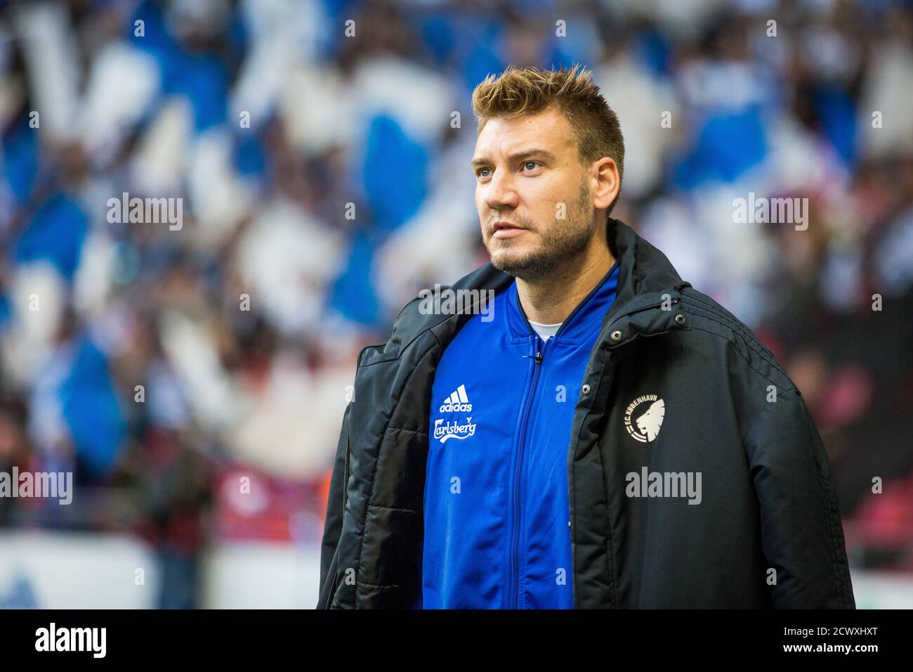 Kopenhagen, Dänemark. September 2019. Nicklas Bendtner (32) vom FC Kopenhagen vor dem 3F Superliga-Spiel zwischen dem FC Kopenhagen und dem FC Midtjylland in Telia Parken. (Foto: Gonzales Photo - Thomas Rasmussen). Stockfoto