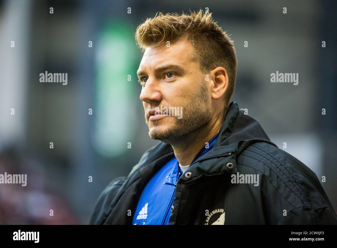 Kopenhagen, Dänemark. September 2019. Nicklas Bendtner (32) vom FC Kopenhagen vor dem 3F Superliga-Spiel zwischen dem FC Kopenhagen und dem FC Midtjylland in Telia Parken. (Foto: Gonzales Photo - Thomas Rasmussen). Stockfoto