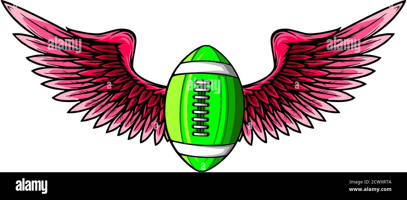 american Football Ballon mit Flügeln Vektor-Symbol Stock Vektor
