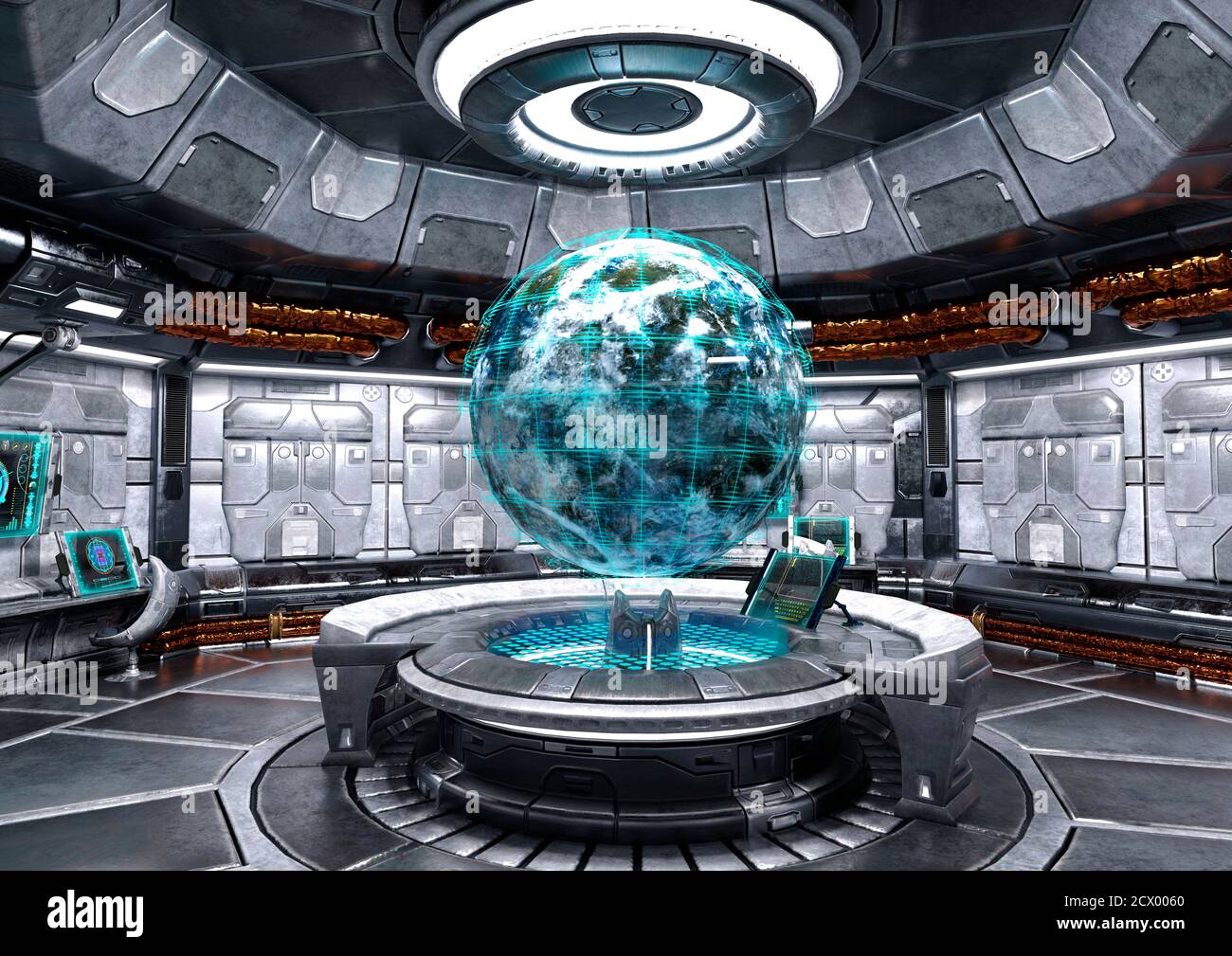 3D-Rendering eines Science-Fiction-Raumschiffs Innenraum Stockfoto