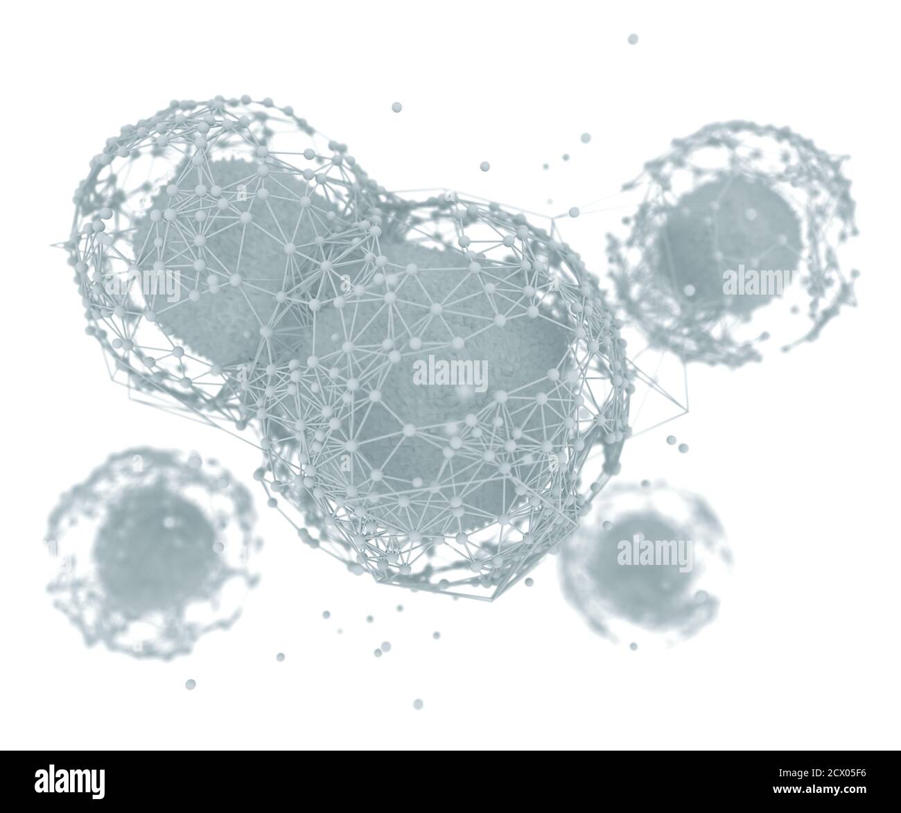 Biotechnologie und Konzept von zellulären Organen, lebenden Systemen und Organismen Entwicklung und Verbesserung. Stockfoto