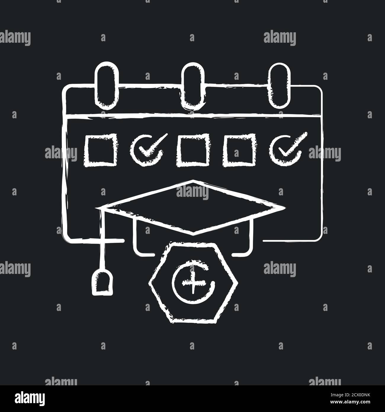 Diagnosetest Kreide weißes Symbol auf schwarzem Hintergrund Stock Vektor