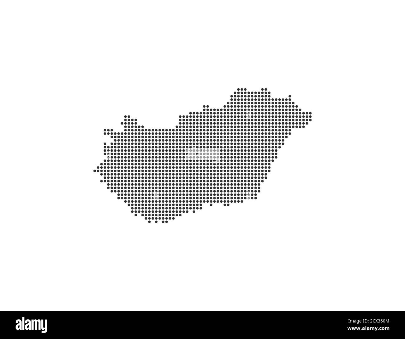 Ungarn, Land, gepunktete Karte auf weißem Hintergrund. Vektorgrafik. Stock Vektor