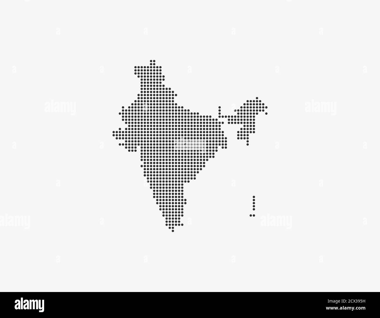 Indien, Land, gepunktete Karte auf weißem Hintergrund. Vektorgrafik. Stock Vektor