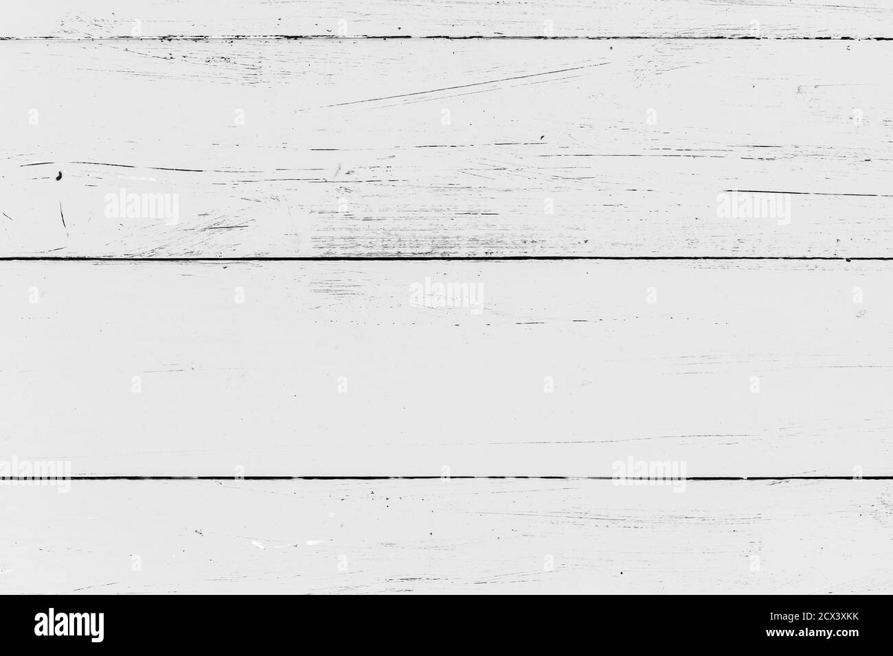 Grungige weiße Holzwand. Flache Fototextur im Hintergrund Stockfoto