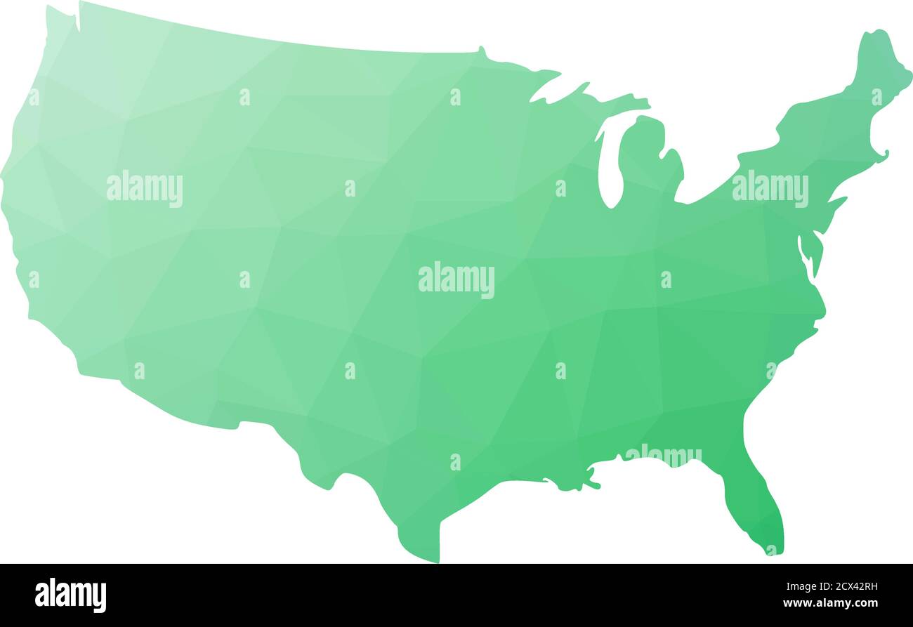 Low-Poly-Karte der USA. Vektorgrafik aus grünen Dreiecken. Stock Vektor