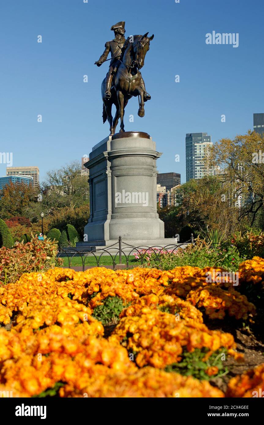 USA, New England, Massachusetts, Boston, George Washington Statue, Boston Public Garden, Stockfoto
