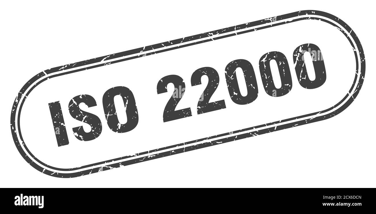 iso 22000 Stempel. Abgerundetes Grunge Zeichen auf weißem Hintergrund Stock Vektor