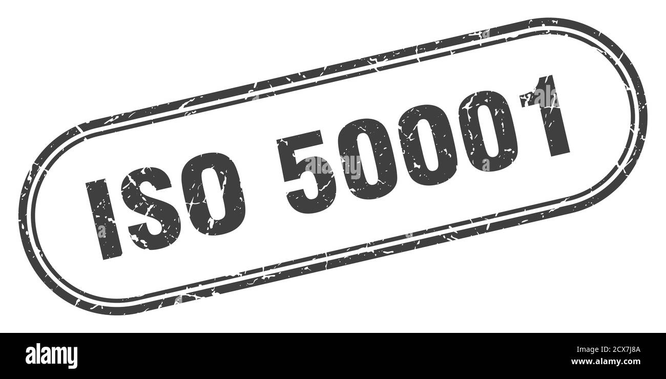 iso 50001 Stempel. Abgerundetes Grunge Zeichen auf weißem Hintergrund Stock Vektor