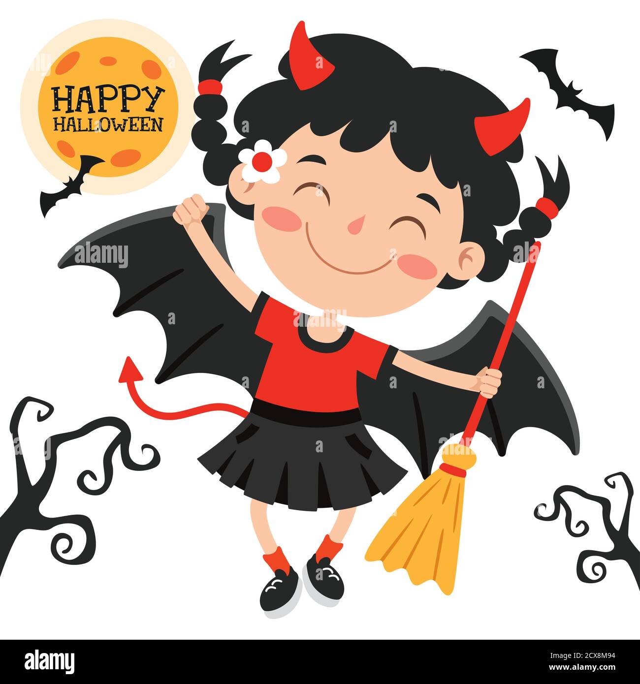 Happy Funny Kind Feiert Halloween Stock Vektor