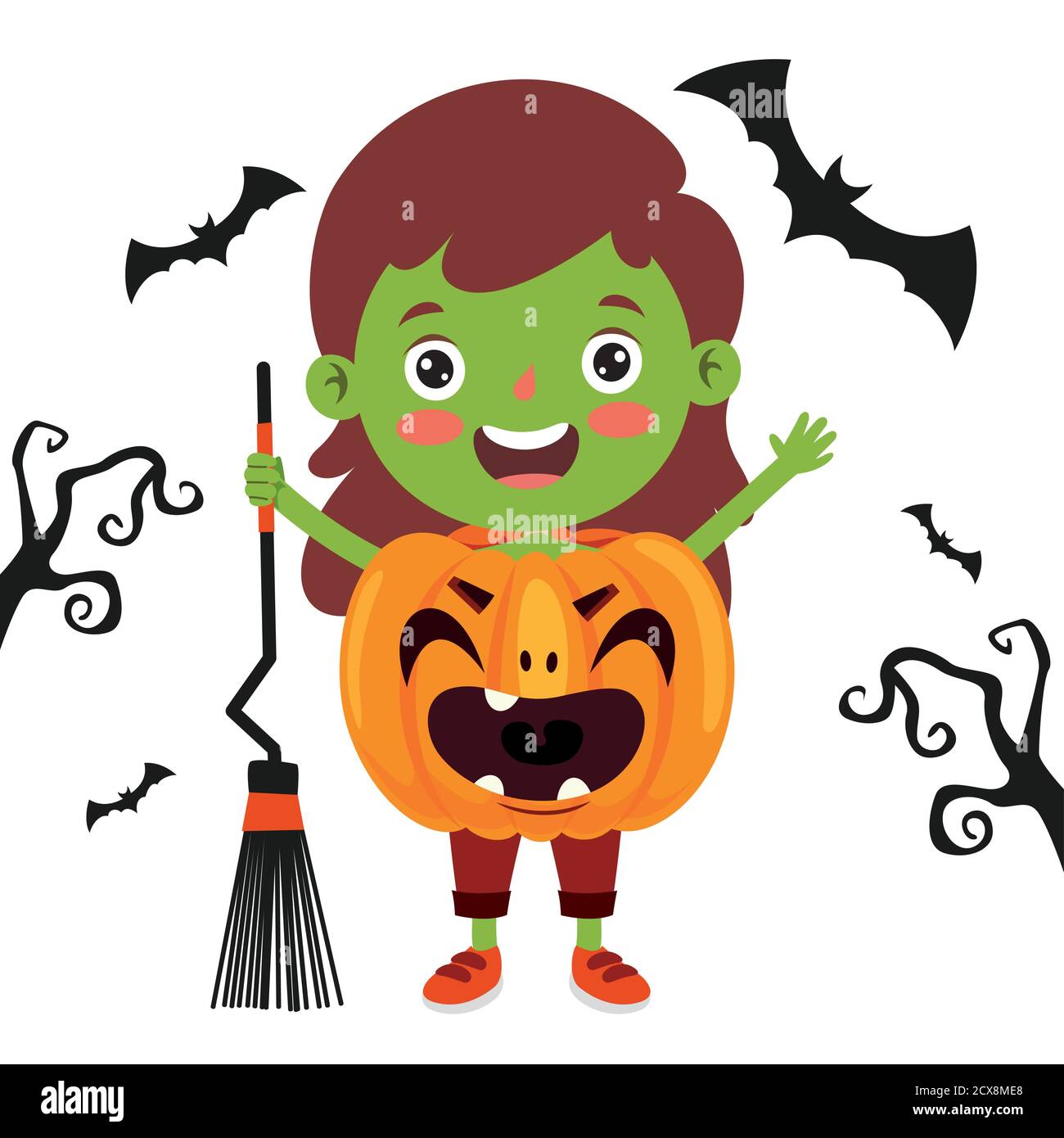 Happy Funny Kind Feiert Halloween Stock Vektor