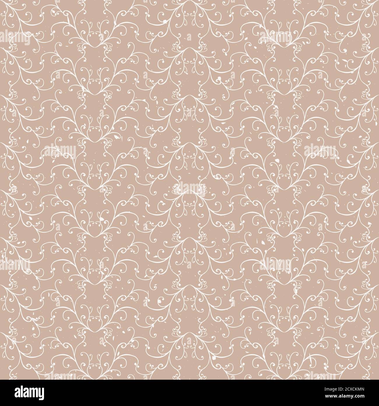 Nahtloses Muster mit handgezeichneten floralen Elementen. Mit Textur. In beigefarbenen Farben. Stock Vektor
