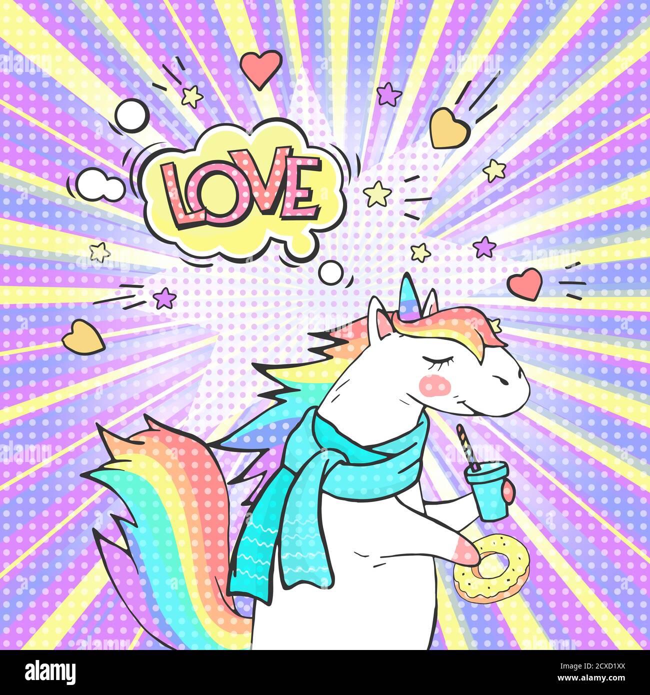 Comic-Seite helle Konzept mit magischen Tier Einhorn und Sprechblase