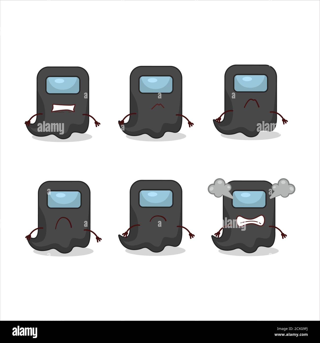 Ghost Among US schwarze Zeichentrickfigur mit verschiedenen wütend Ausdrücke Stock Vektor